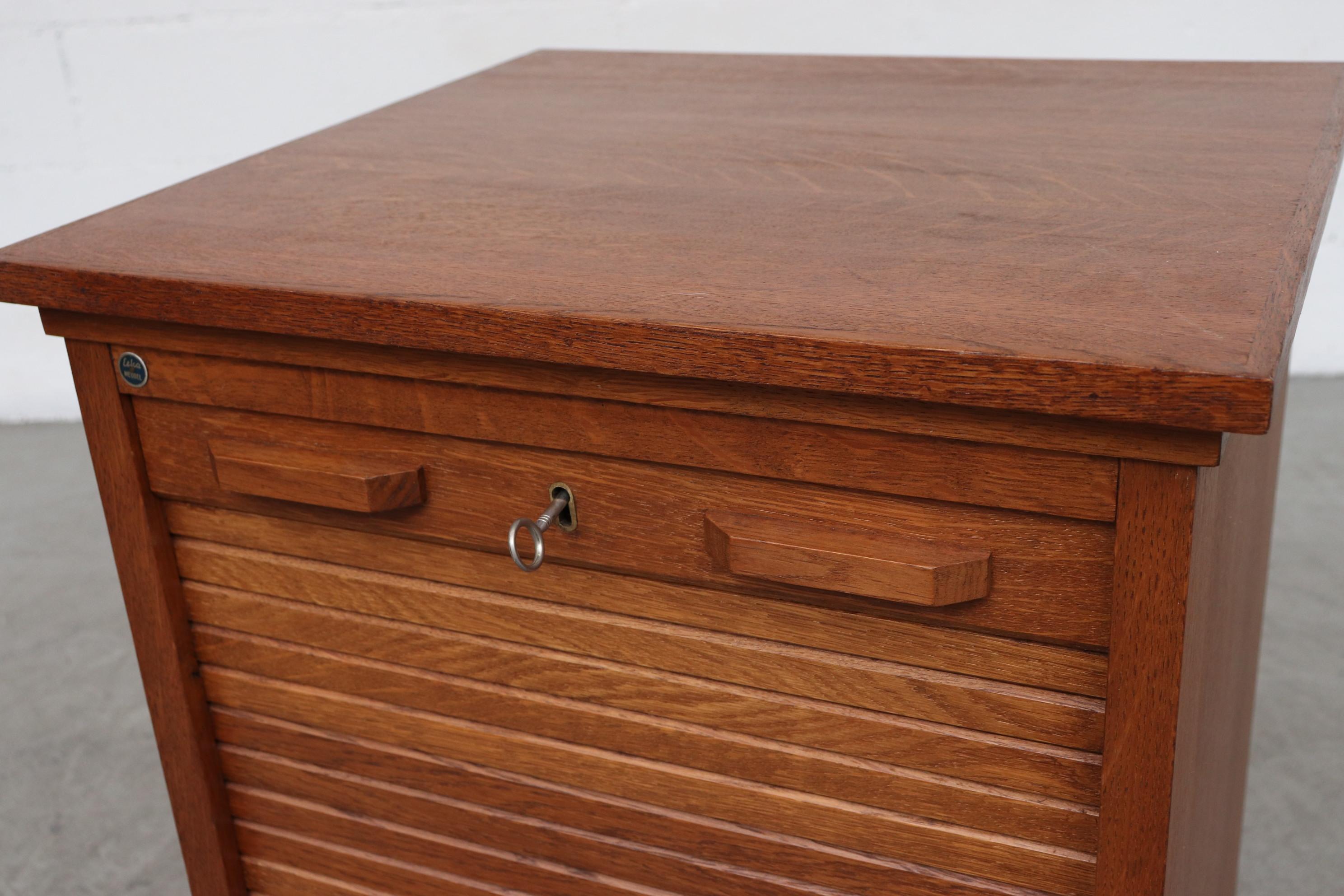 Wood Short Oak File Cabinet by Eeka with Tambourd Door