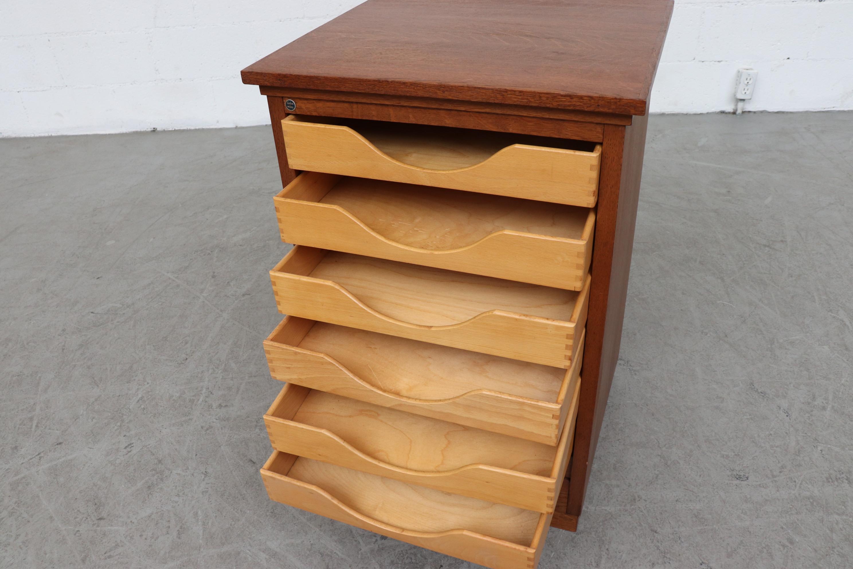 Short Oak File Cabinet by Eeka with Tambourd Door 2
