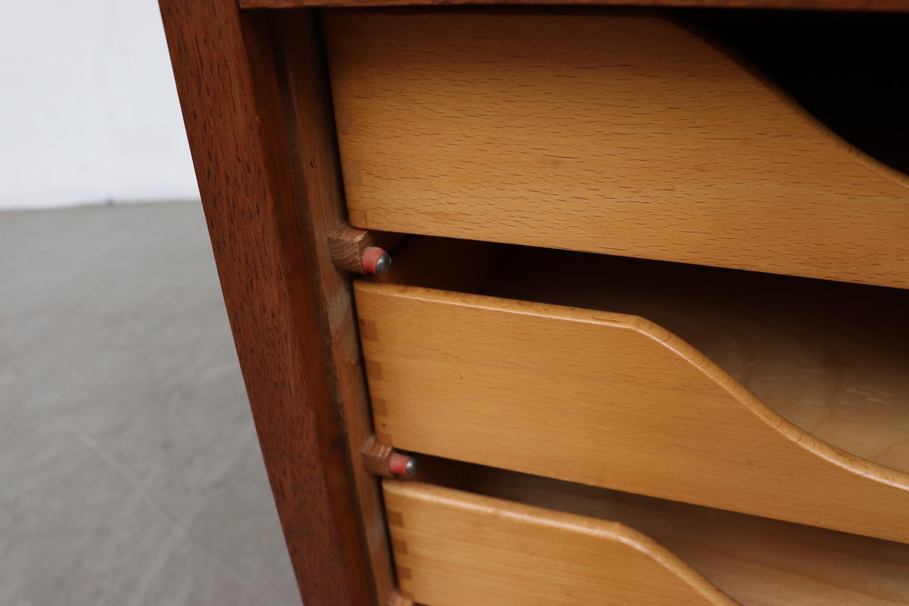 Short Oak File Cabinet by Eeka with Tambourd Door 3