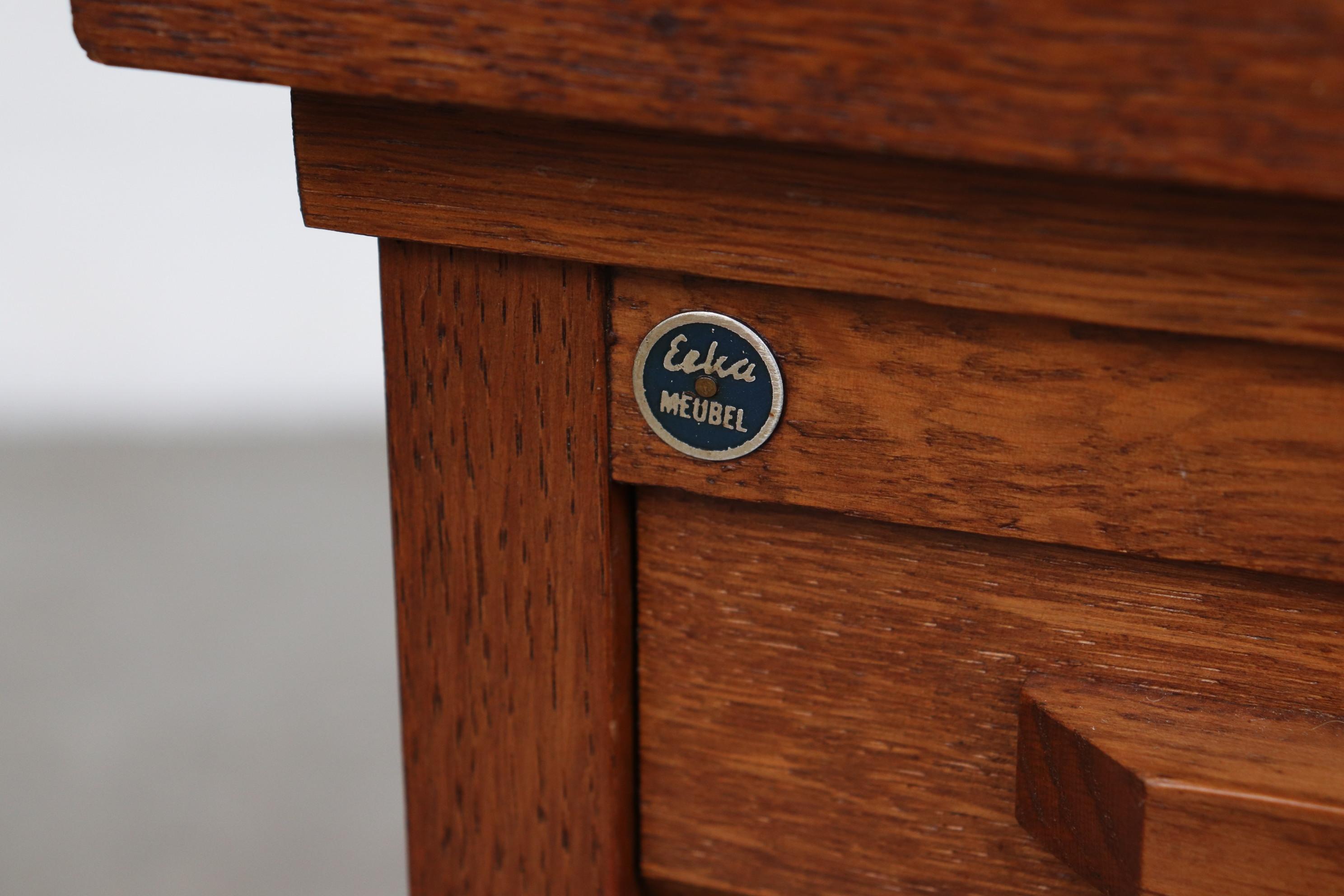 Mid-20th Century Short Oak File Cabinet by Eeka with Tambourd Door