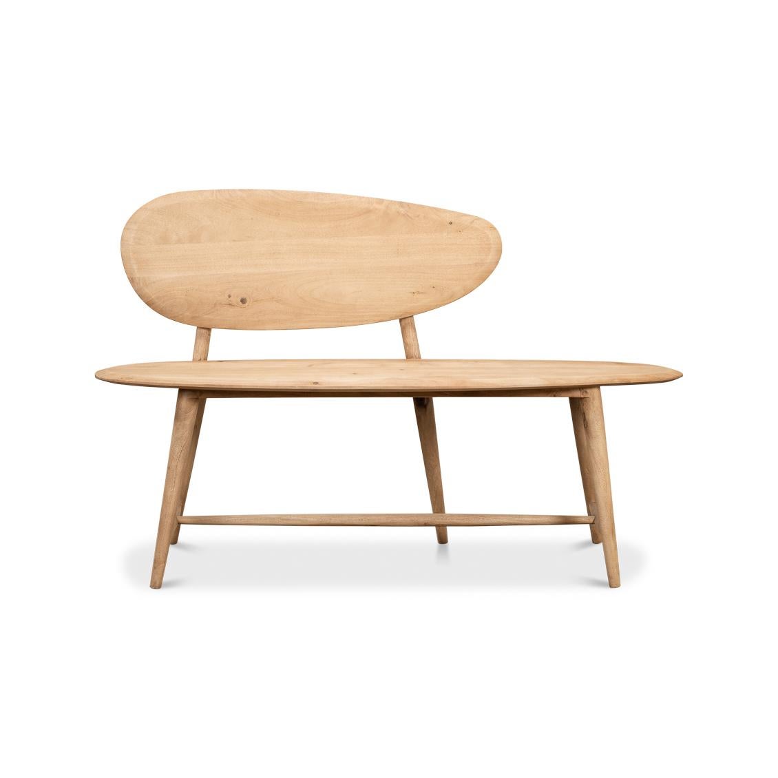 This bench has a flair for the arts and is inspired by boulders and pebbles found in natural landscapes. It is hand-crafted and carved out of solid acacia and has a natural finish. Its unique abstract design makes it a true conversation