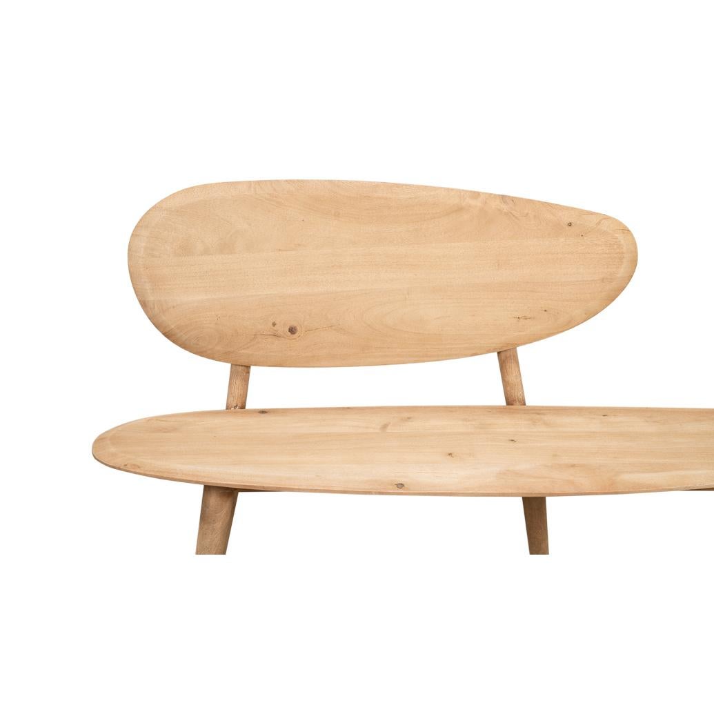 Contemporary Short Organic Modern Natural Wood Bench For Sale