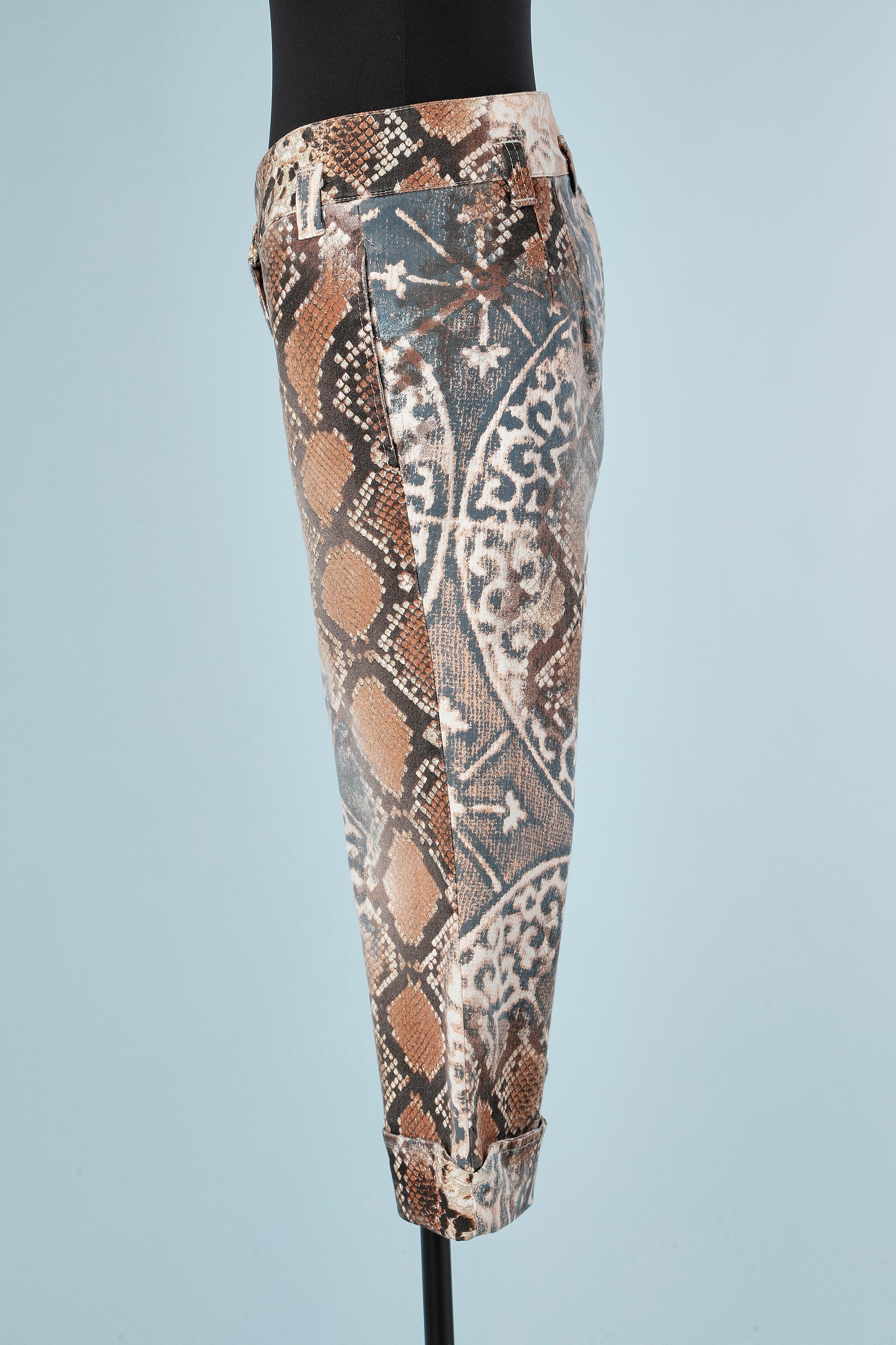 Gray Short pant with abstract and python printed Just Cavalli  For Sale