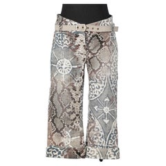 Short printed cotton jean with belt Just Cavalli 