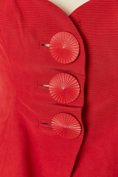 Short red Moire single breasted jacket YVES SAINT LAURENT RIVE GAUCHE