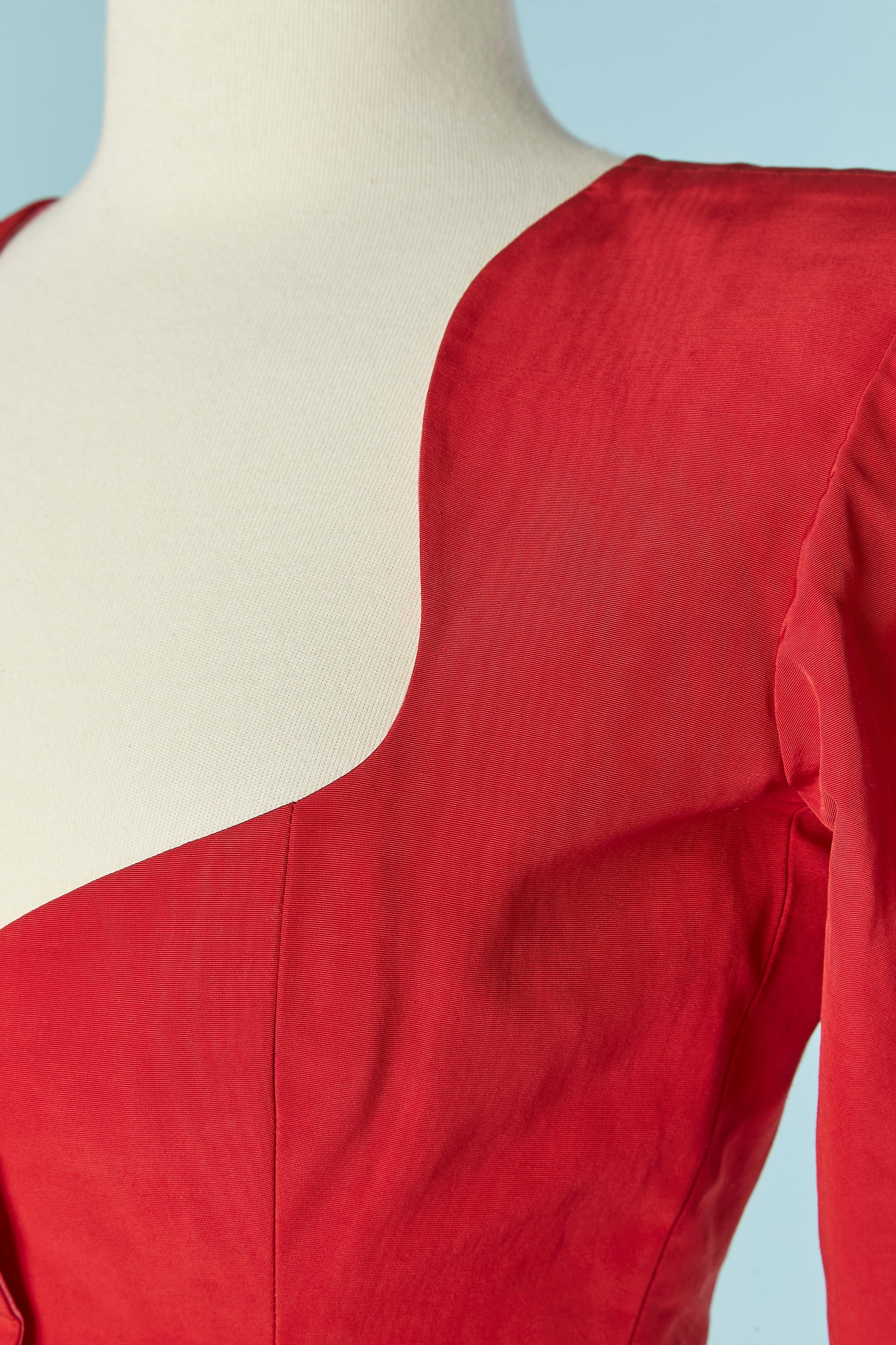 Rouge Veste rouge moiré à simple boutonnage YVES SAINT LAURENT RIVE GAUCHE en vente