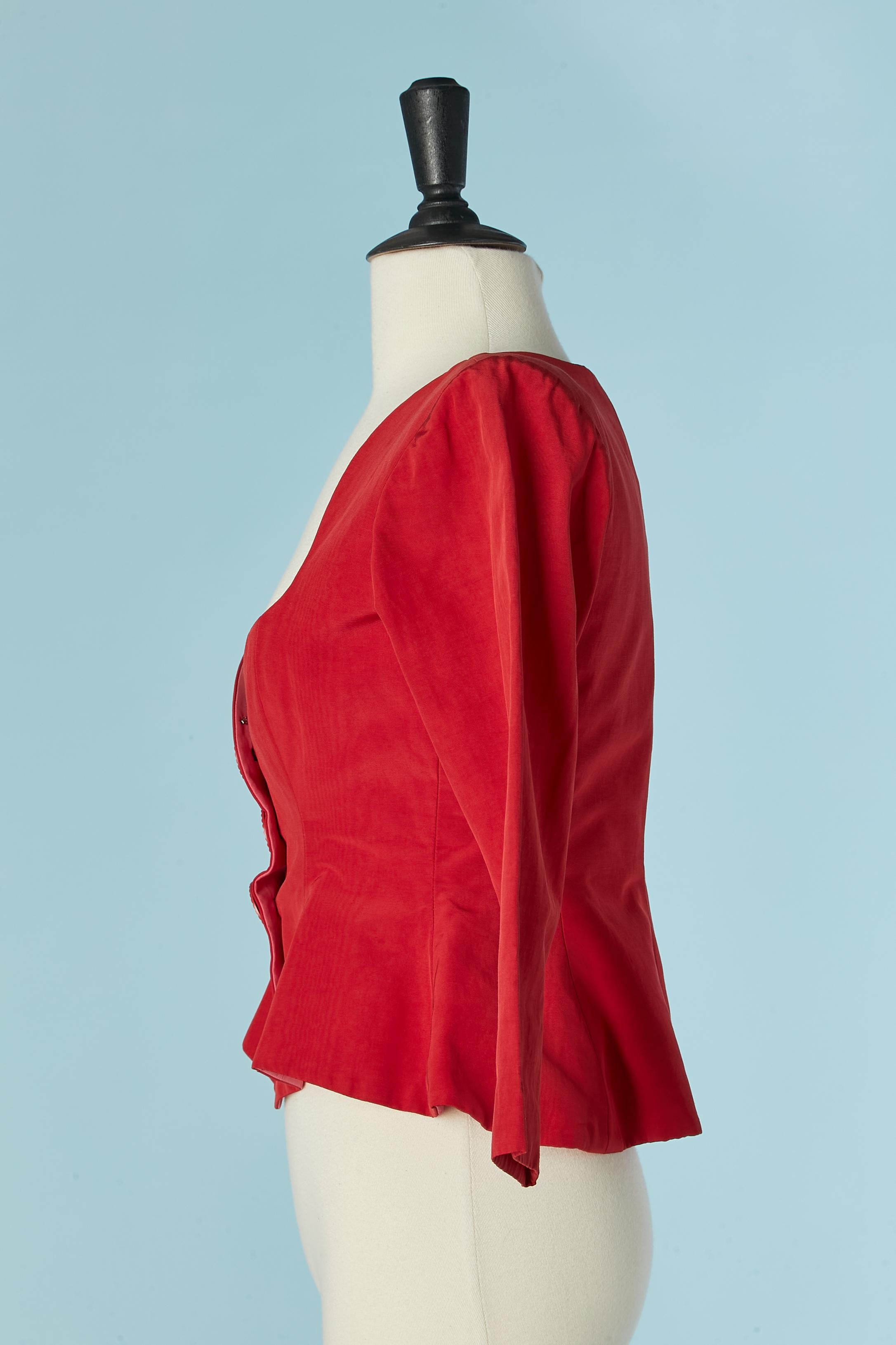 Veste rouge moiré à simple boutonnage YVES SAINT LAURENT RIVE GAUCHE Excellent état - En vente à Saint-Ouen-Sur-Seine, FR