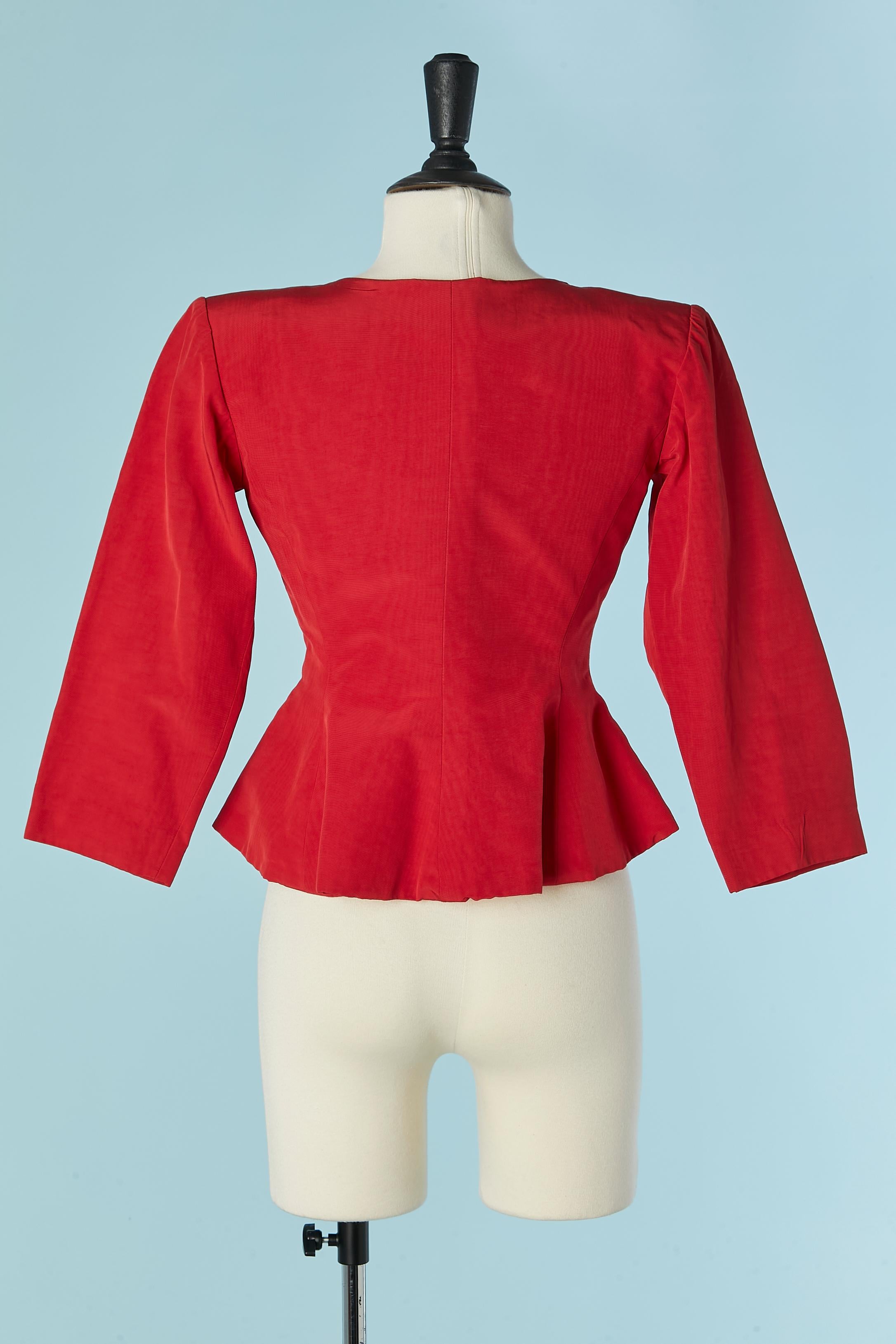 Veste rouge moiré à simple boutonnage YVES SAINT LAURENT RIVE GAUCHE Pour femmes en vente