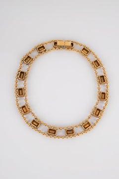 Short Rhinestone Necklace in Golden Metal