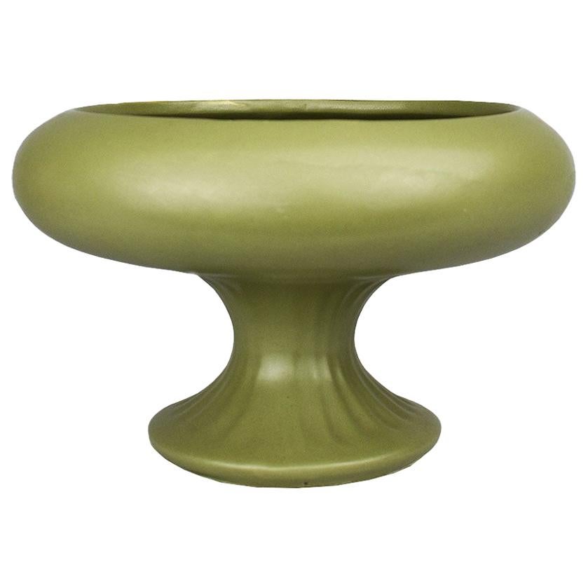 Short Round Midcentury Matte Green Planter or Vase by Floraline for McCoy