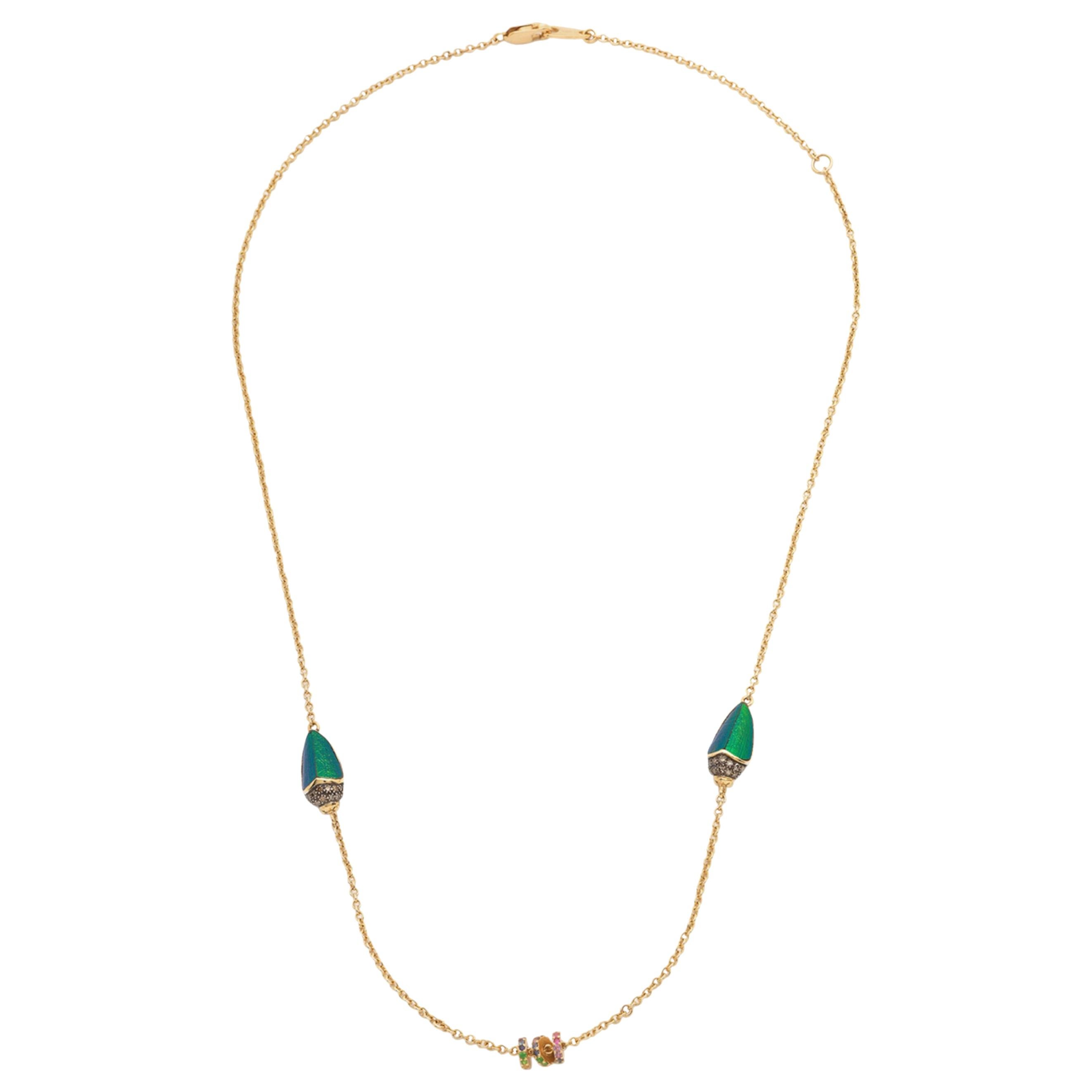 Short Scarab Rainbow Necklace For Sale