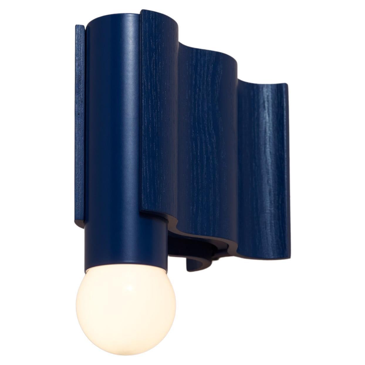 Short Single Corrugation Sconce / Wall Light in Sapphire Blue For Sale