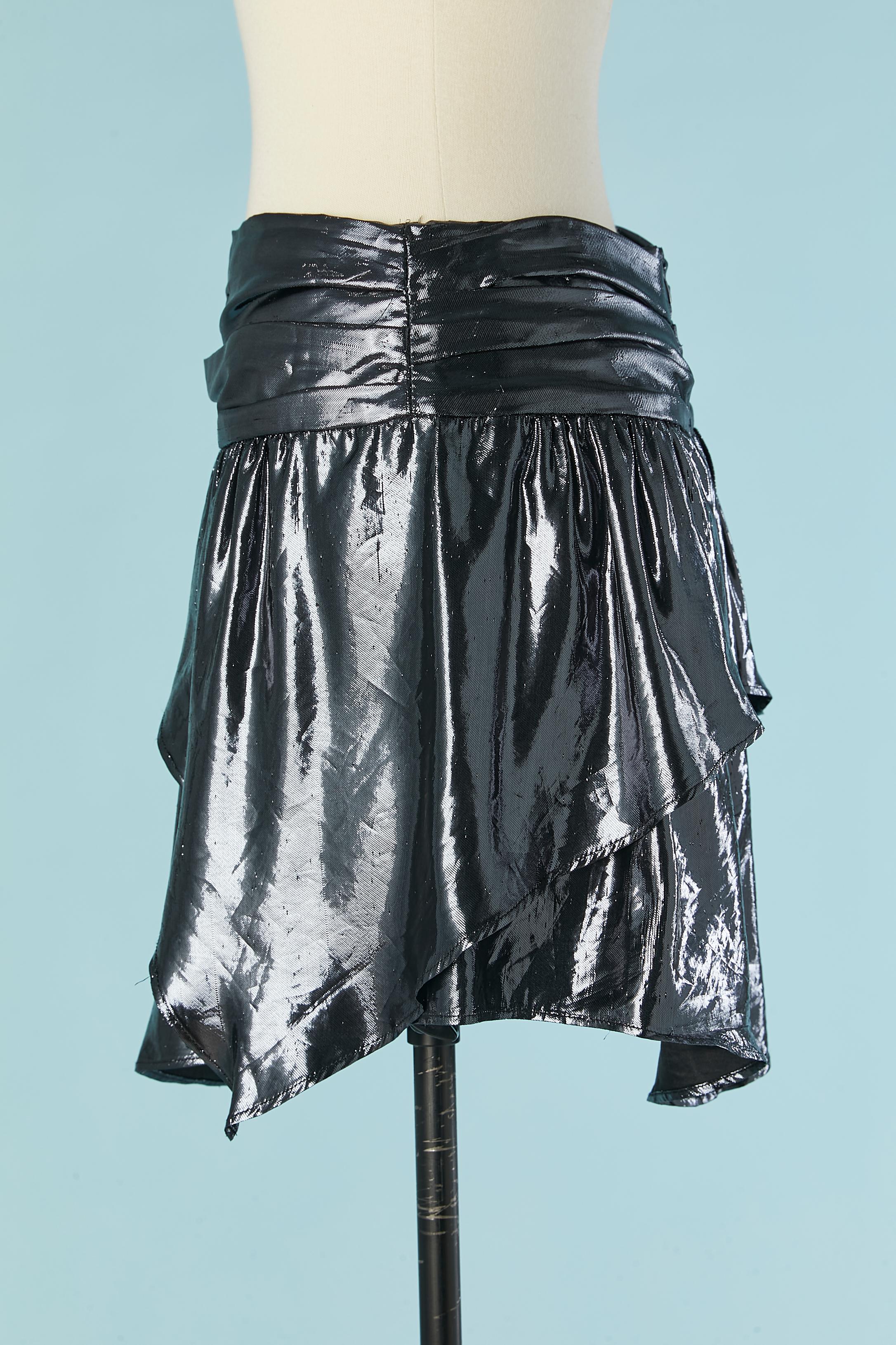 Short skirt in silver lamé with draped waist Isabel Marant In Excellent Condition For Sale In Saint-Ouen-Sur-Seine, FR