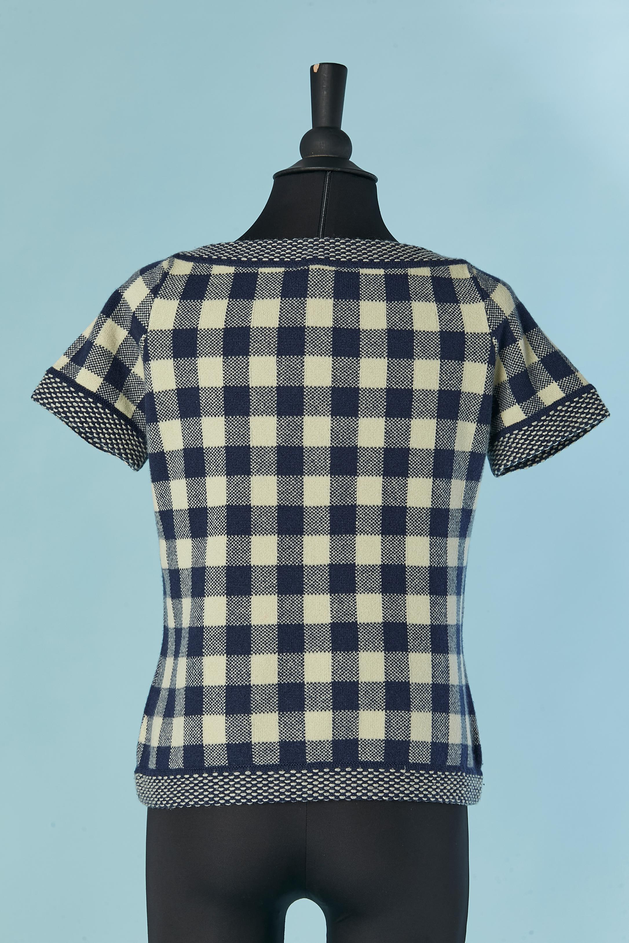 Short sleeve cashmere sweater with check pattern CHANEL For Sale 1