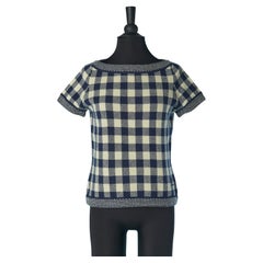 Short sleeve cashmere sweater with check pattern CHANEL