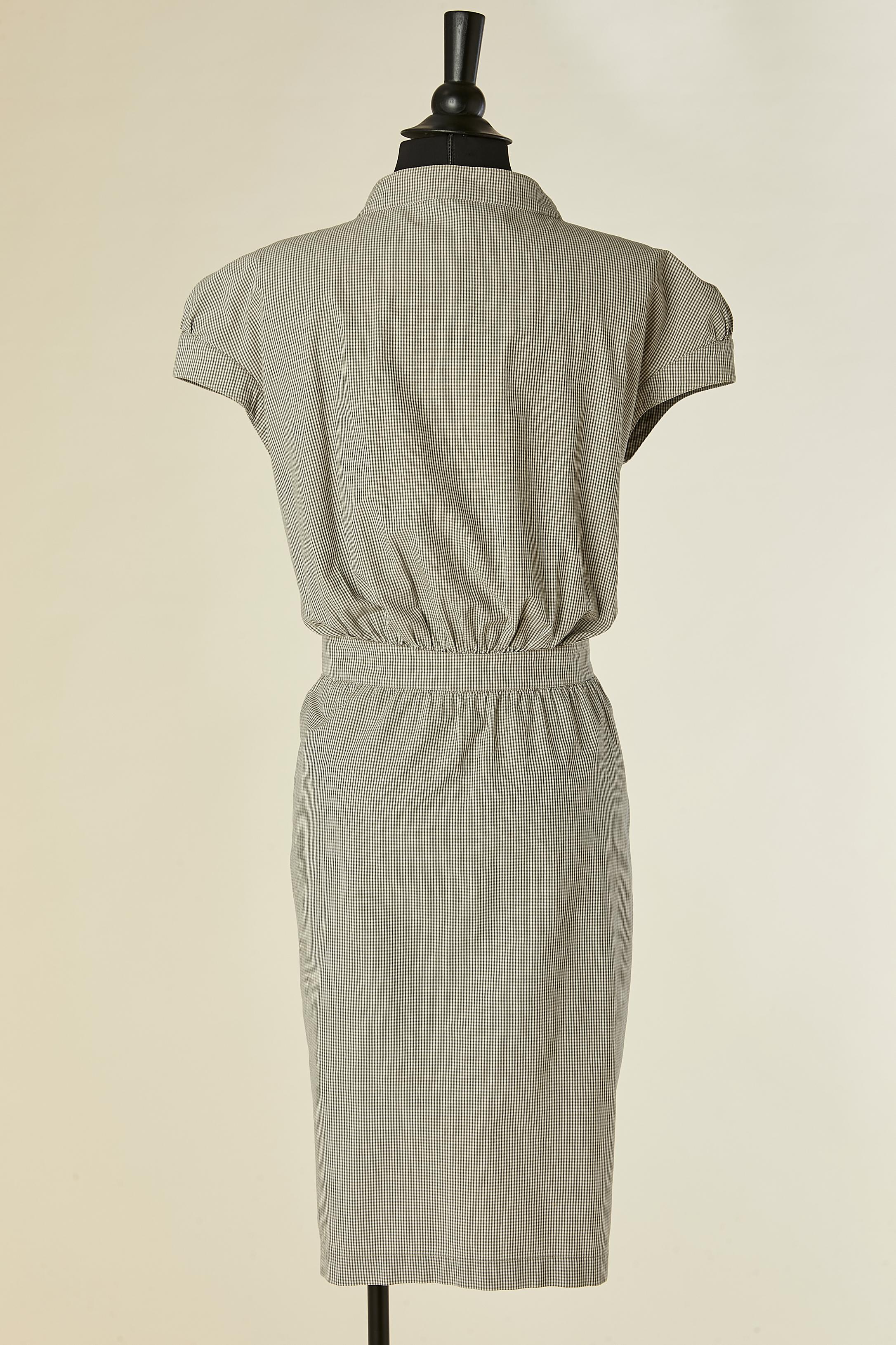 Robe en coton à manches courtes  avec  modèle à carreaux minuscules THIERRY MUGLER en vente 2