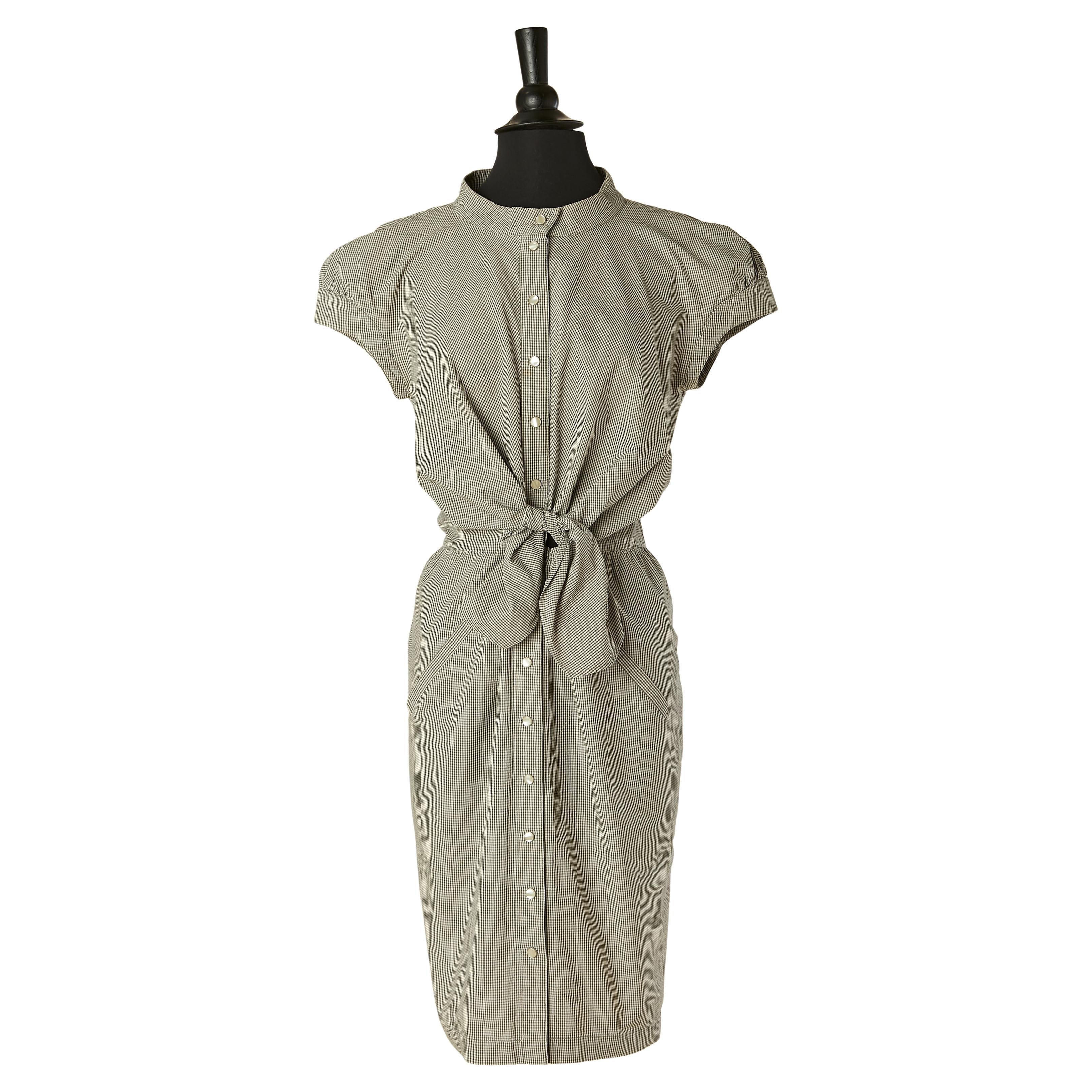 Robe en coton à manches courtes  avec  modèle à carreaux minuscules THIERRY MUGLER en vente