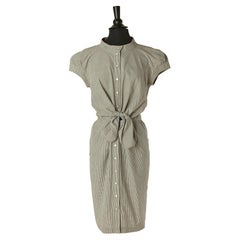 Short sleeve cotton dress  with  tiny check pattern THIERRY MUGLER