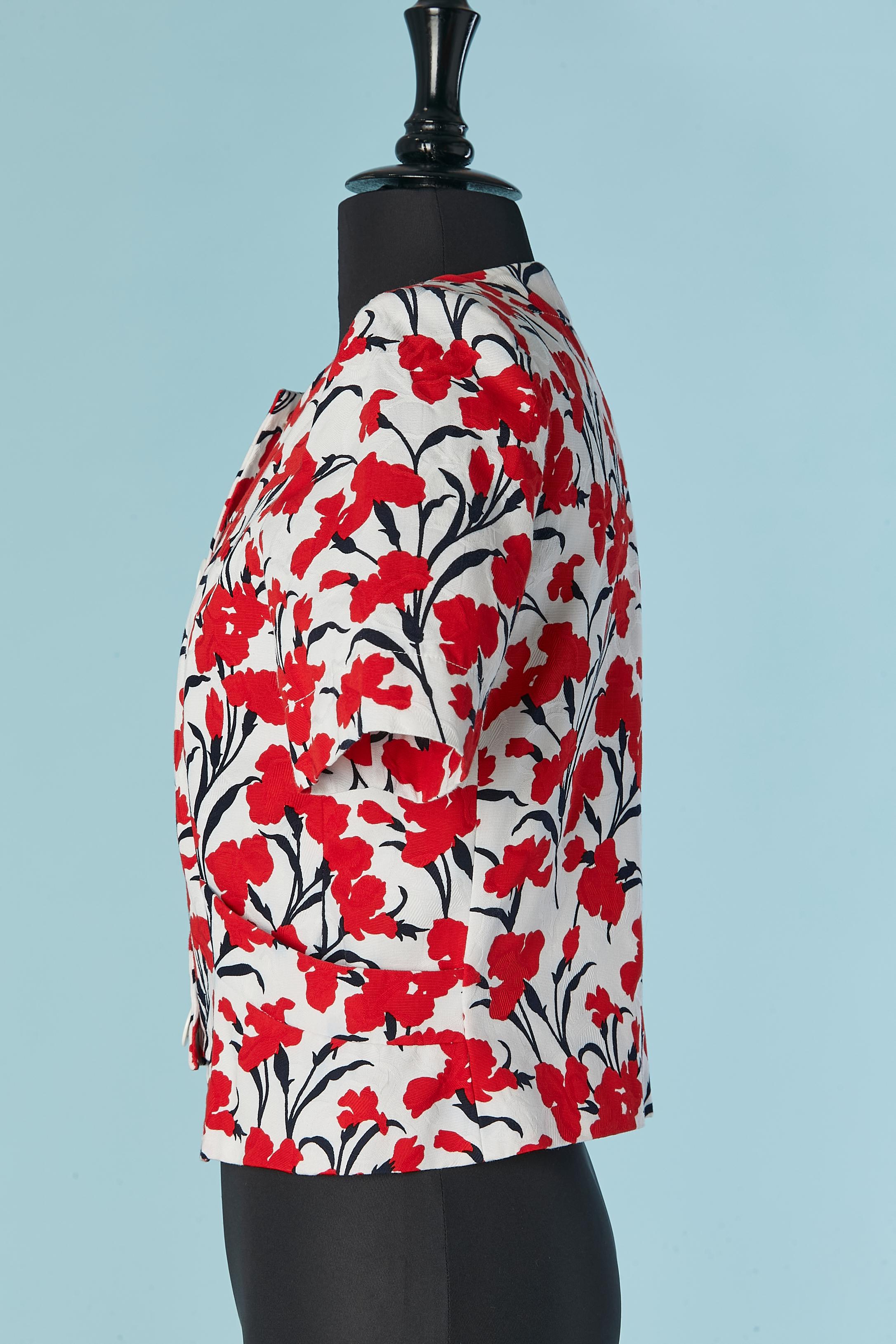Giacca a maniche corte in cotone con stampa floreale Yves Saint Laurent VARIATION In condizioni ottime in vendita a Saint-Ouen-Sur-Seine, FR