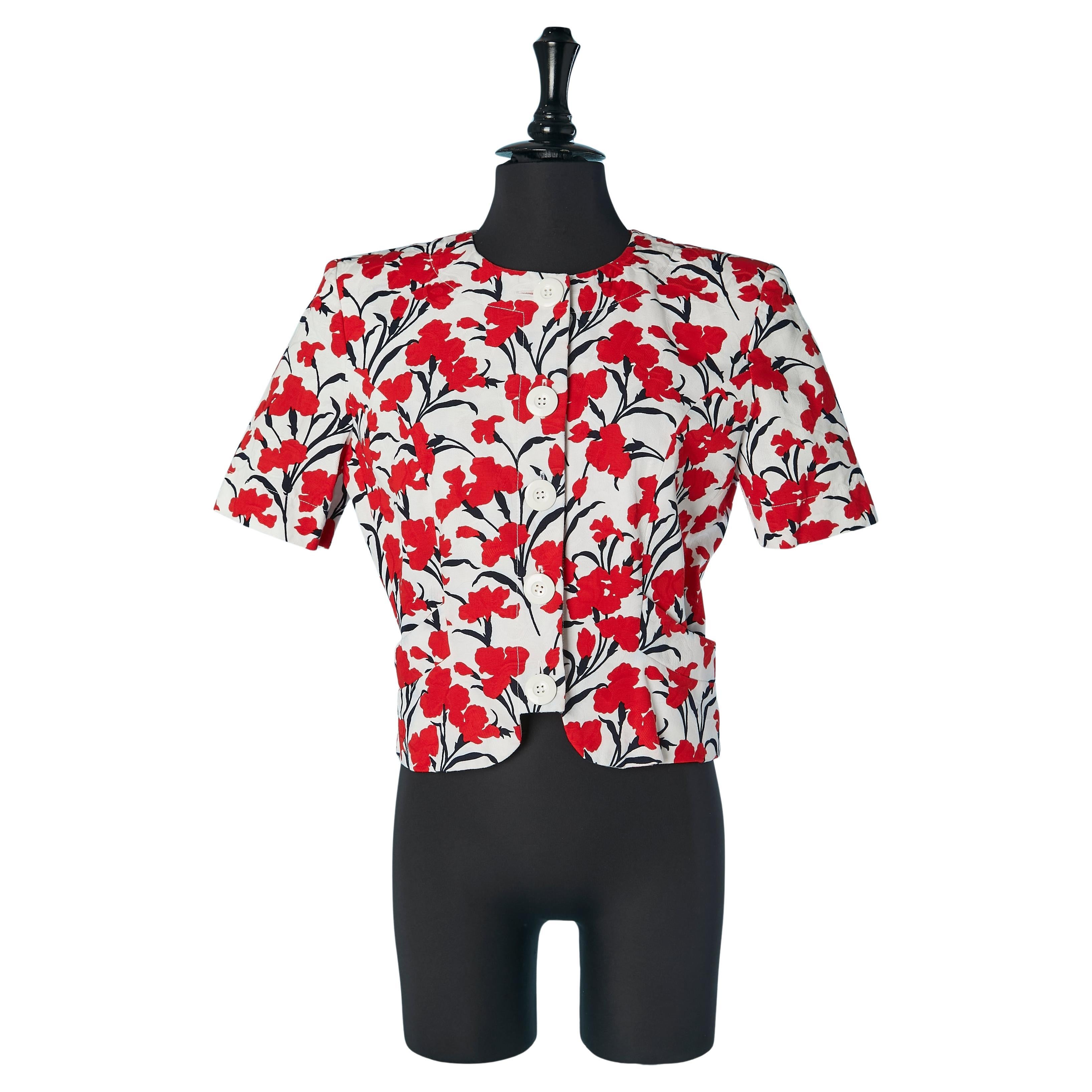 Short sleeve cotton jacket with flower print YVES SAINT LAURENT VARIATION