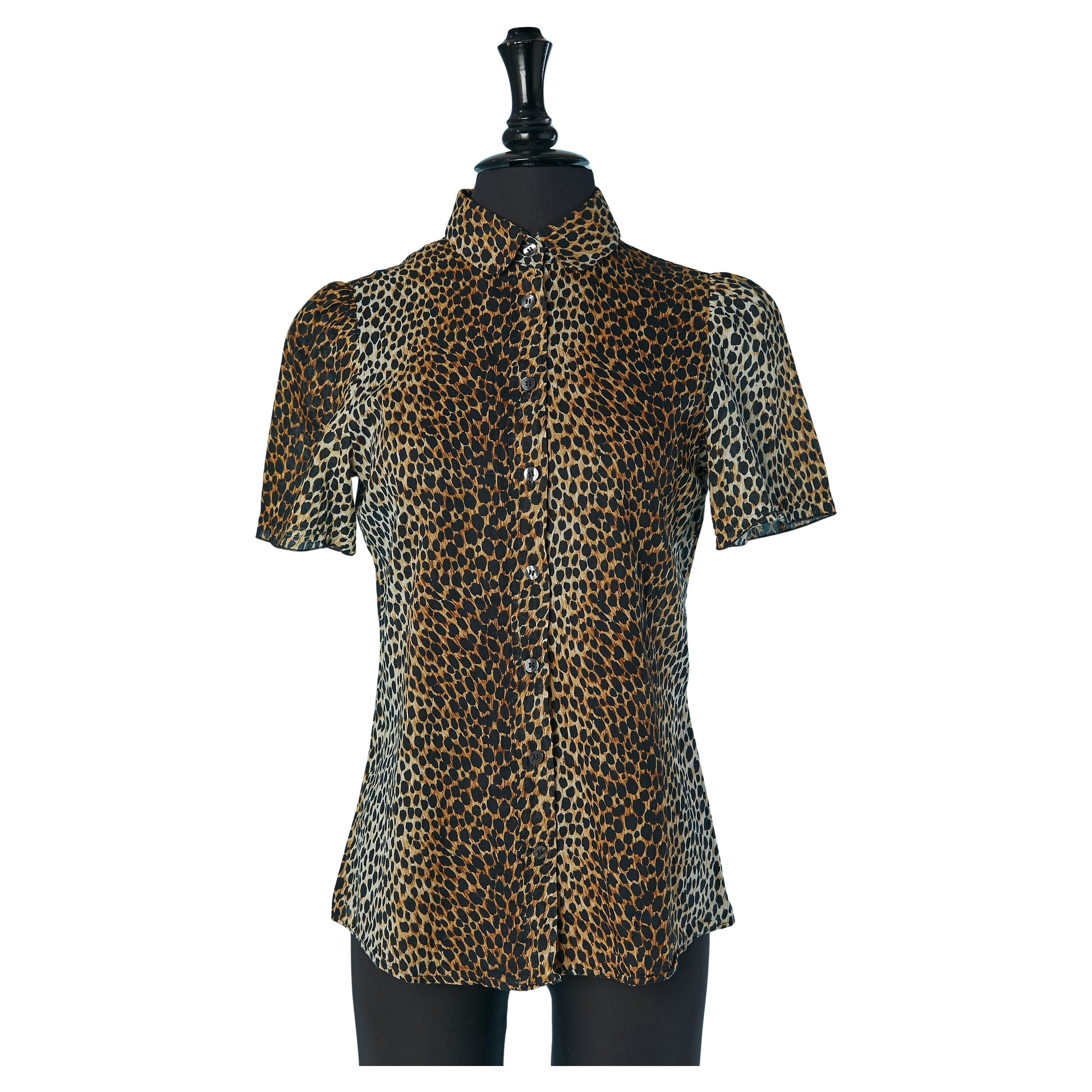 Short sleeve cotton shirt with animal print D&G For Sale