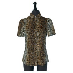 Camisa de algodón de manga corta con estampado animal D&G