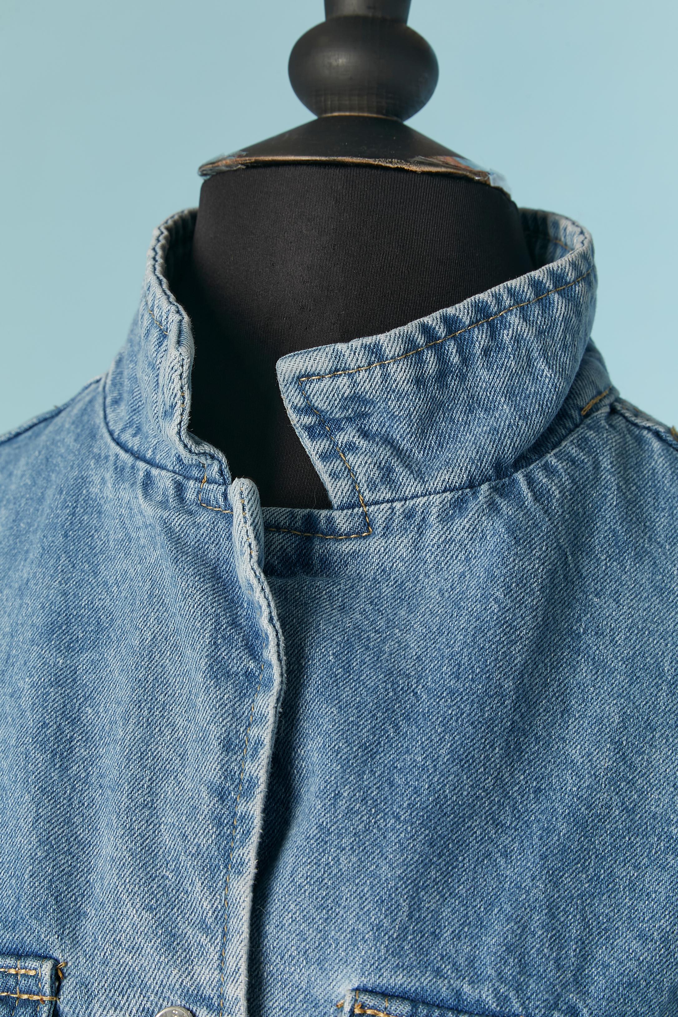 Bleu Robe en jean à manches courtes en vente