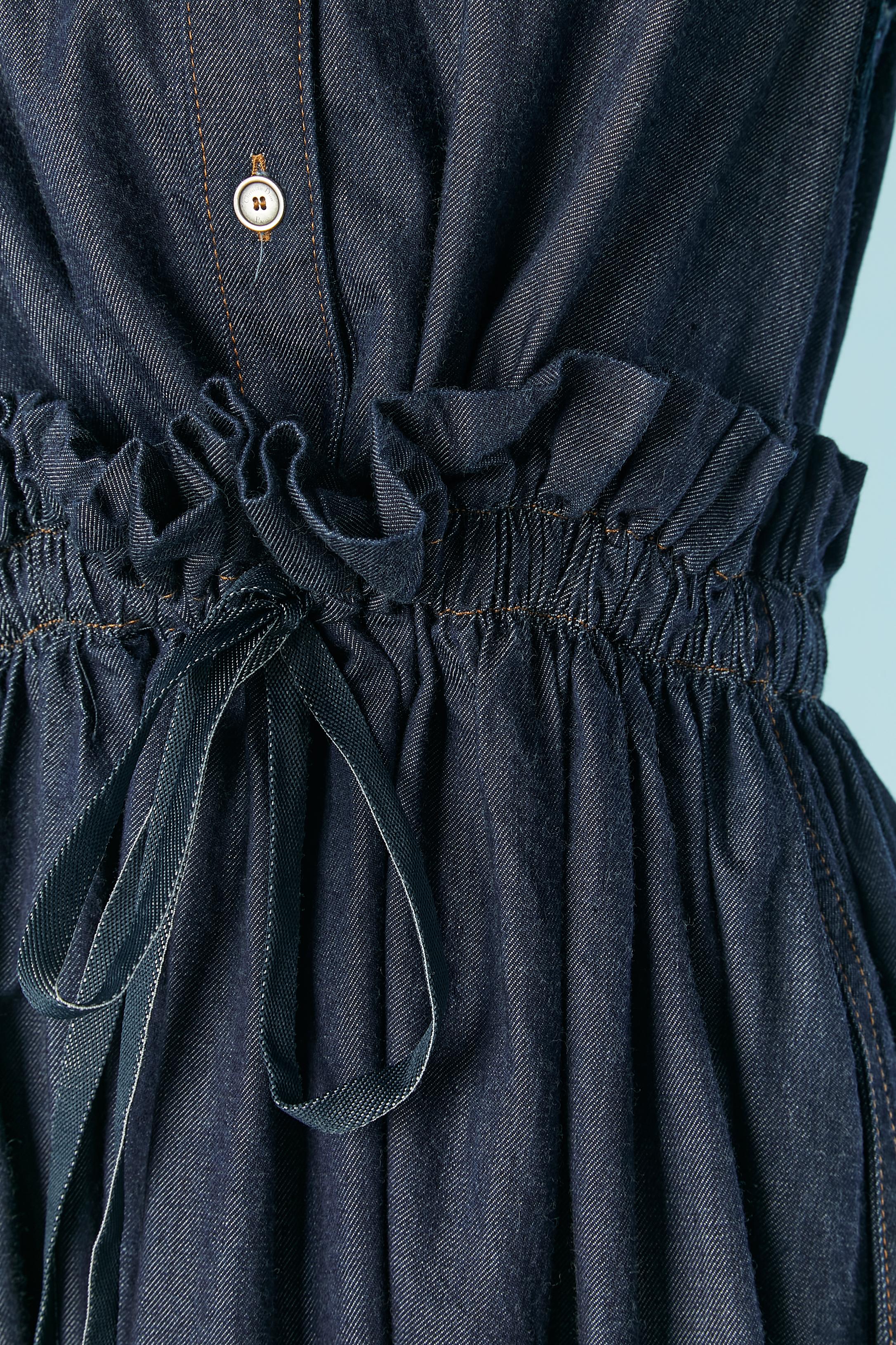 Black Short sleeve denim shirt dress with gather around the waist Christian Dior For Sale