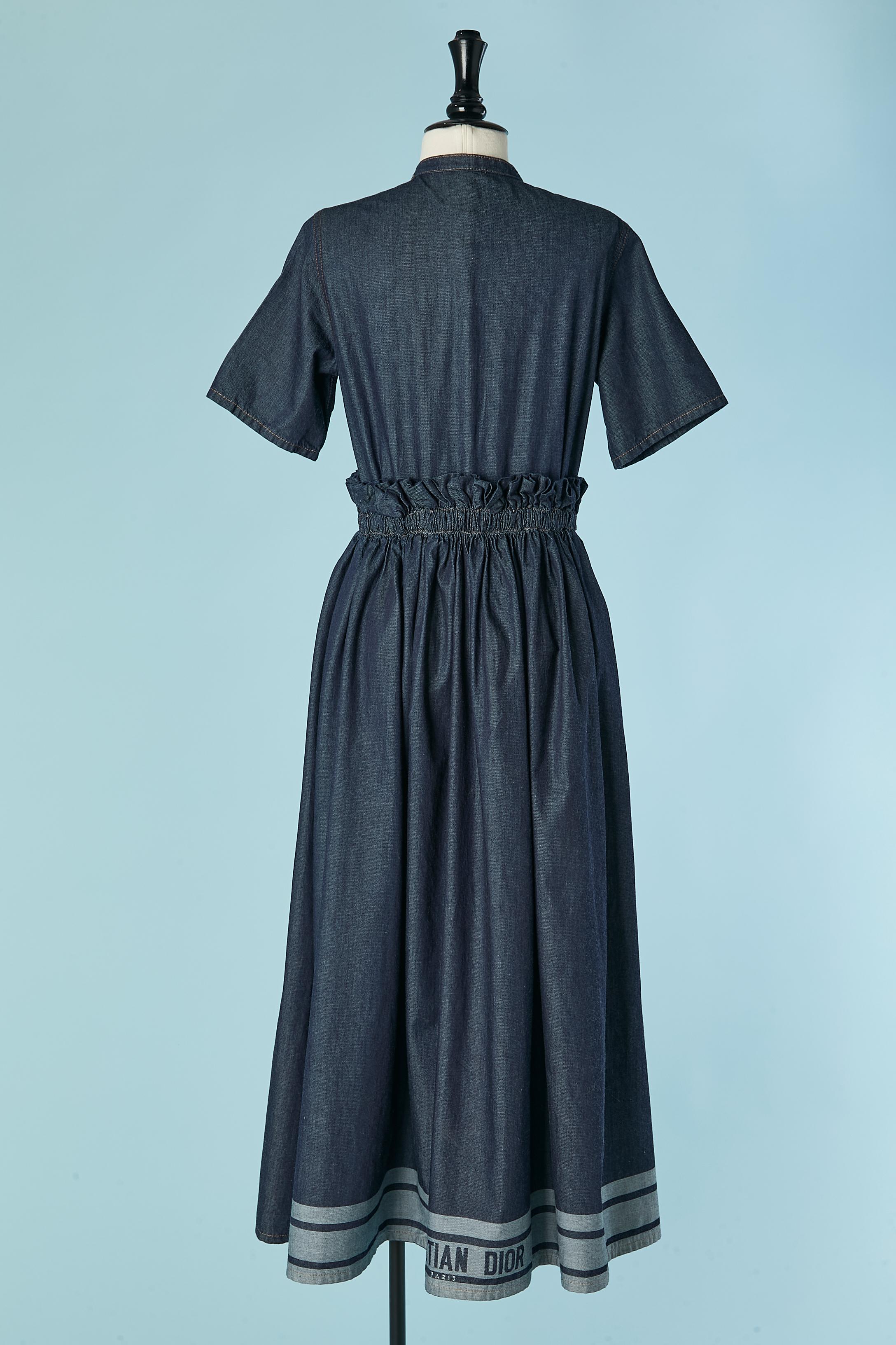 Short sleeve denim shirt dress with gather around the waist Christian Dior For Sale 1