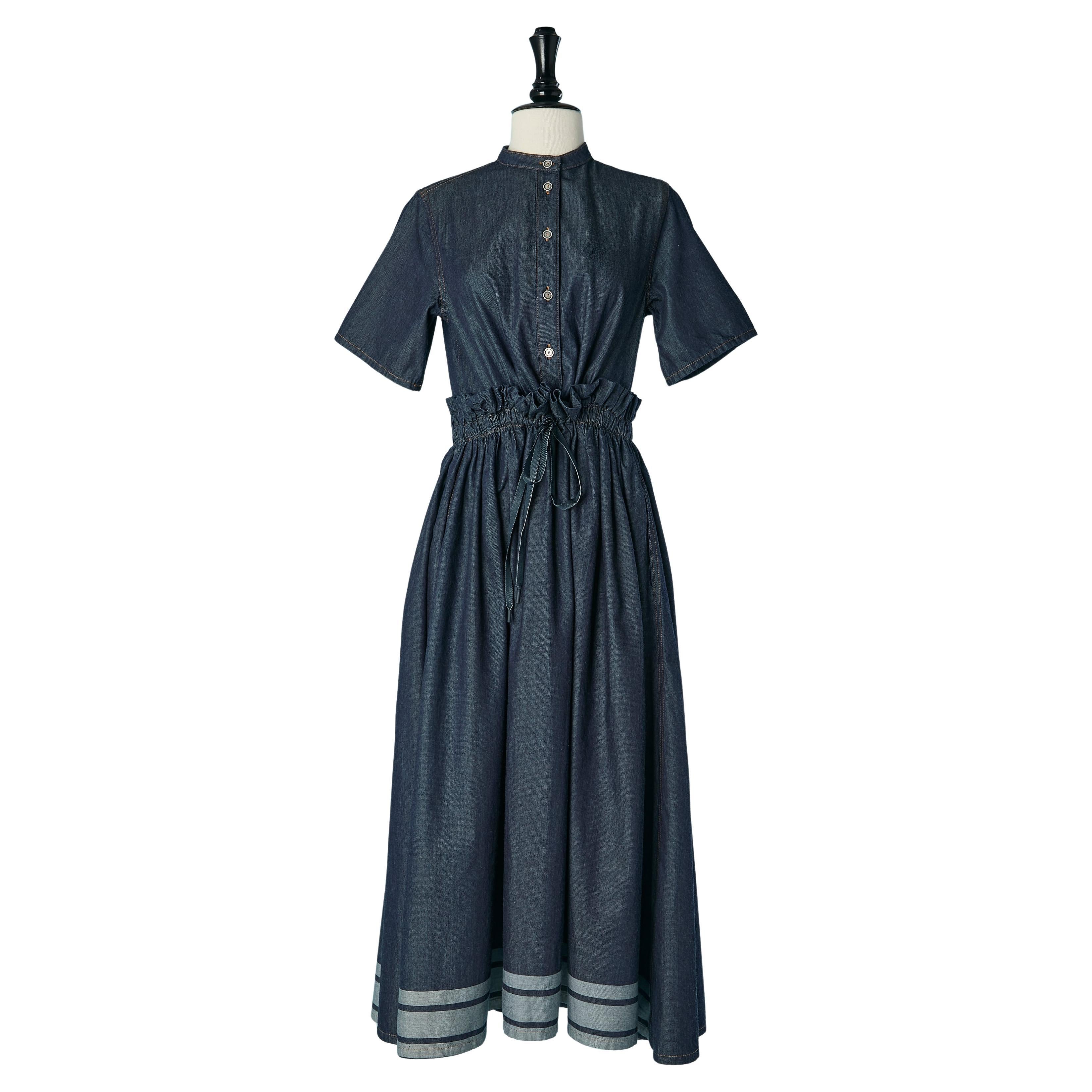 Short sleeve denim shirt dress with gather around the waist Christian Dior For Sale