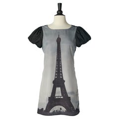 Short sleeve dress with Eiffel Tower print on LOVE Moschino 