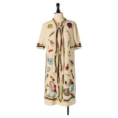 Short sleeve dress with Make-up print on and bow-tie MOSCHINO BOUTIQUE