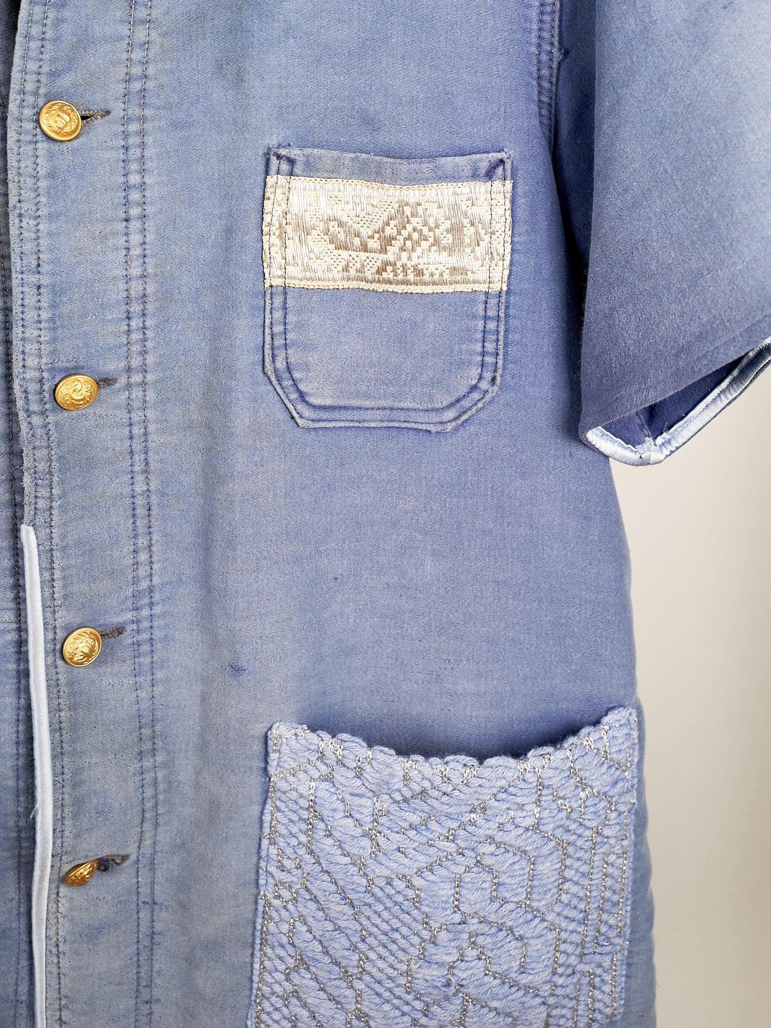 Kurzarmjacke aus hellblauem Tweed im Used-Look von J Dauphin  Damen im Angebot