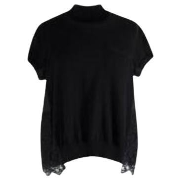 Short Sleeve Knitted Top With Lace Hem For Sale