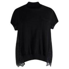 Short Sleeve Knitted Top With Lace Hem