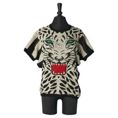 Maglione a maniche corte con motivo jacquard Tiger Kansai Yamamoto anni '80