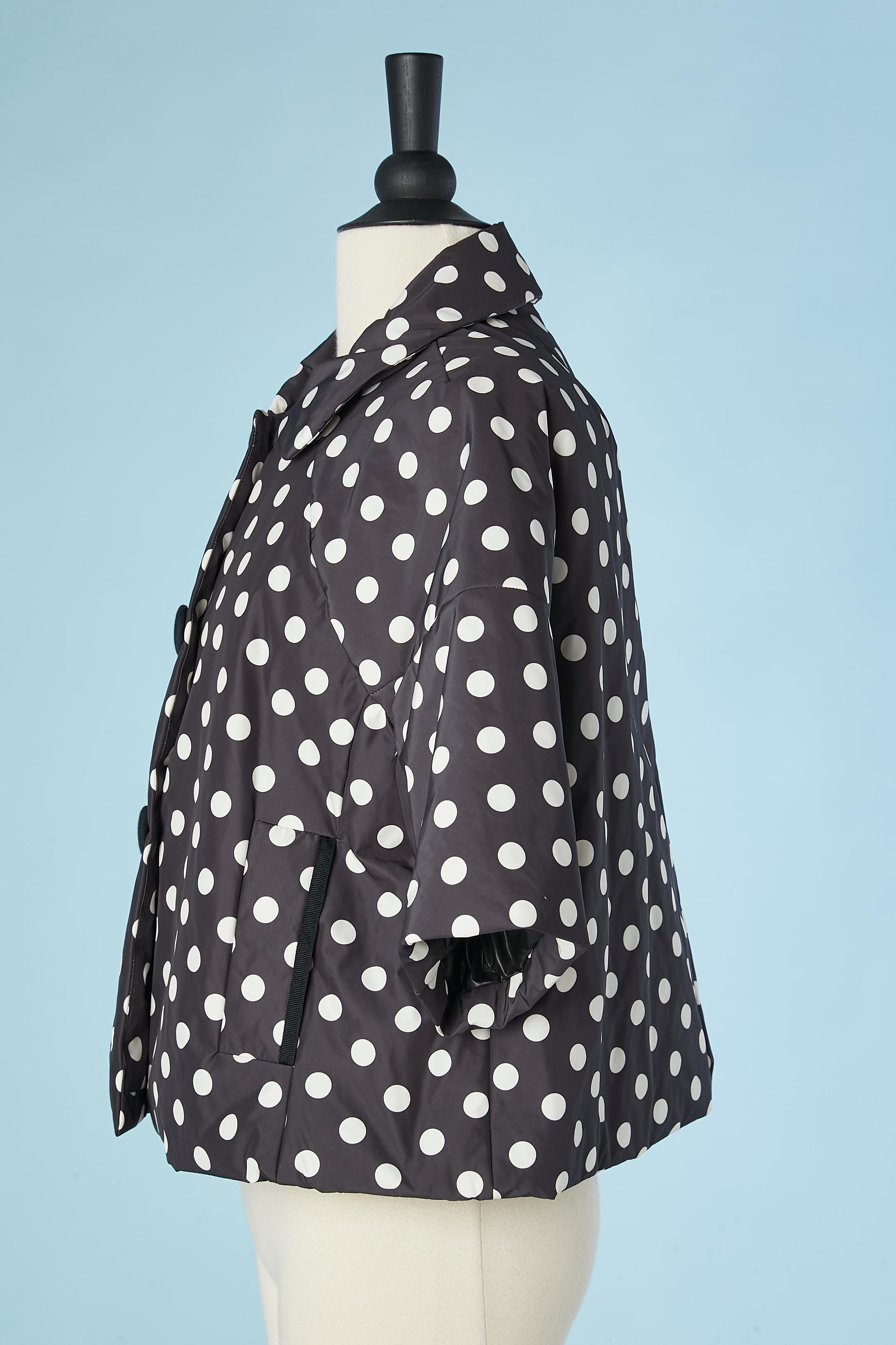Black Short sleeves down jacket with polka dots print Moschino Cheap& Chic 