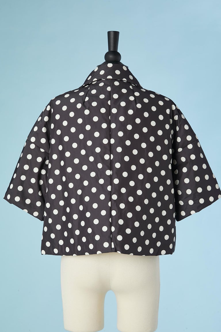 Rosy Ruffle Edge Dot Print Short Sleeve Jacket