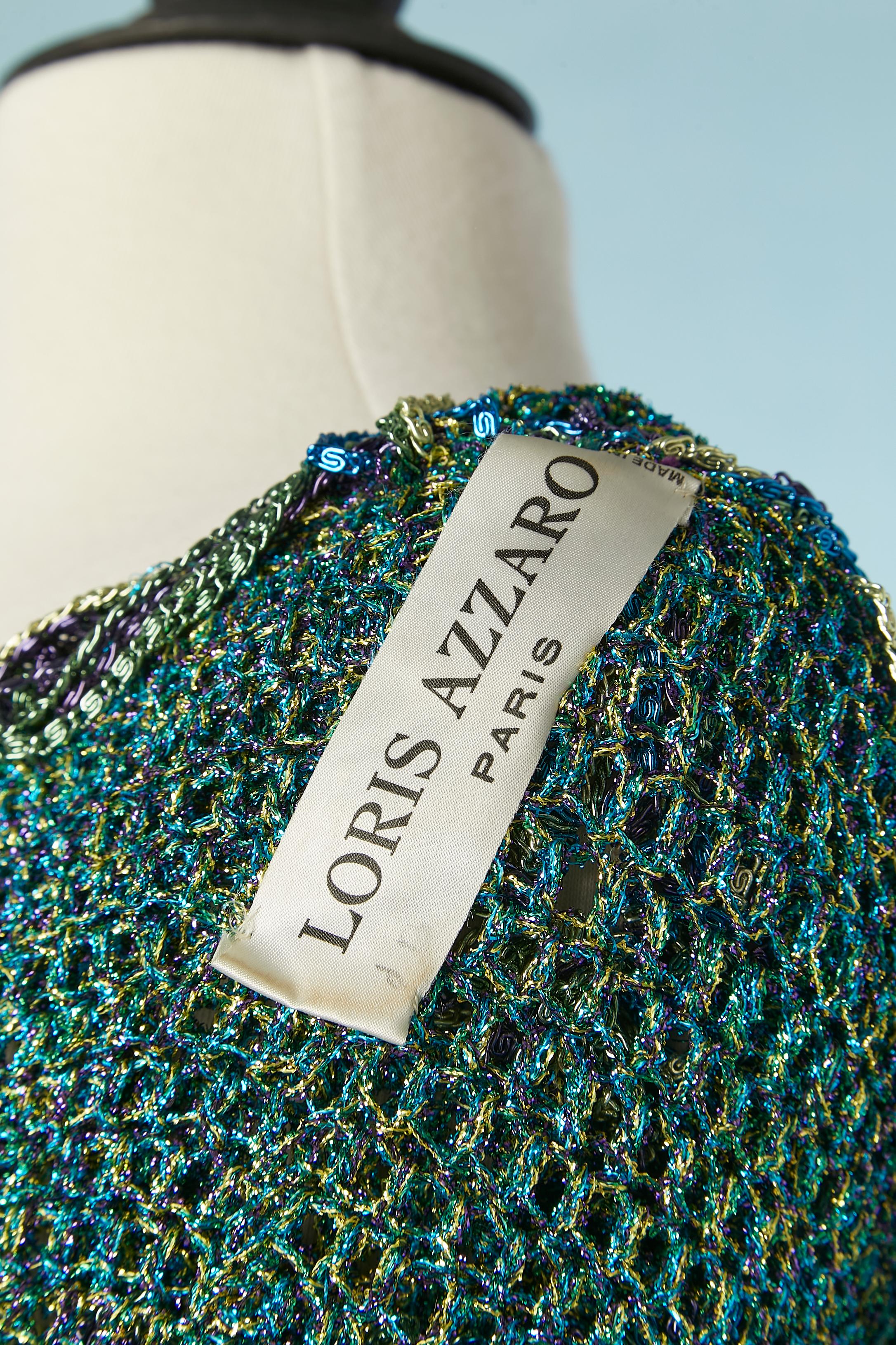Short sleeves sweater mix of knit lurex and chain Loris Azzaro 1970's 3