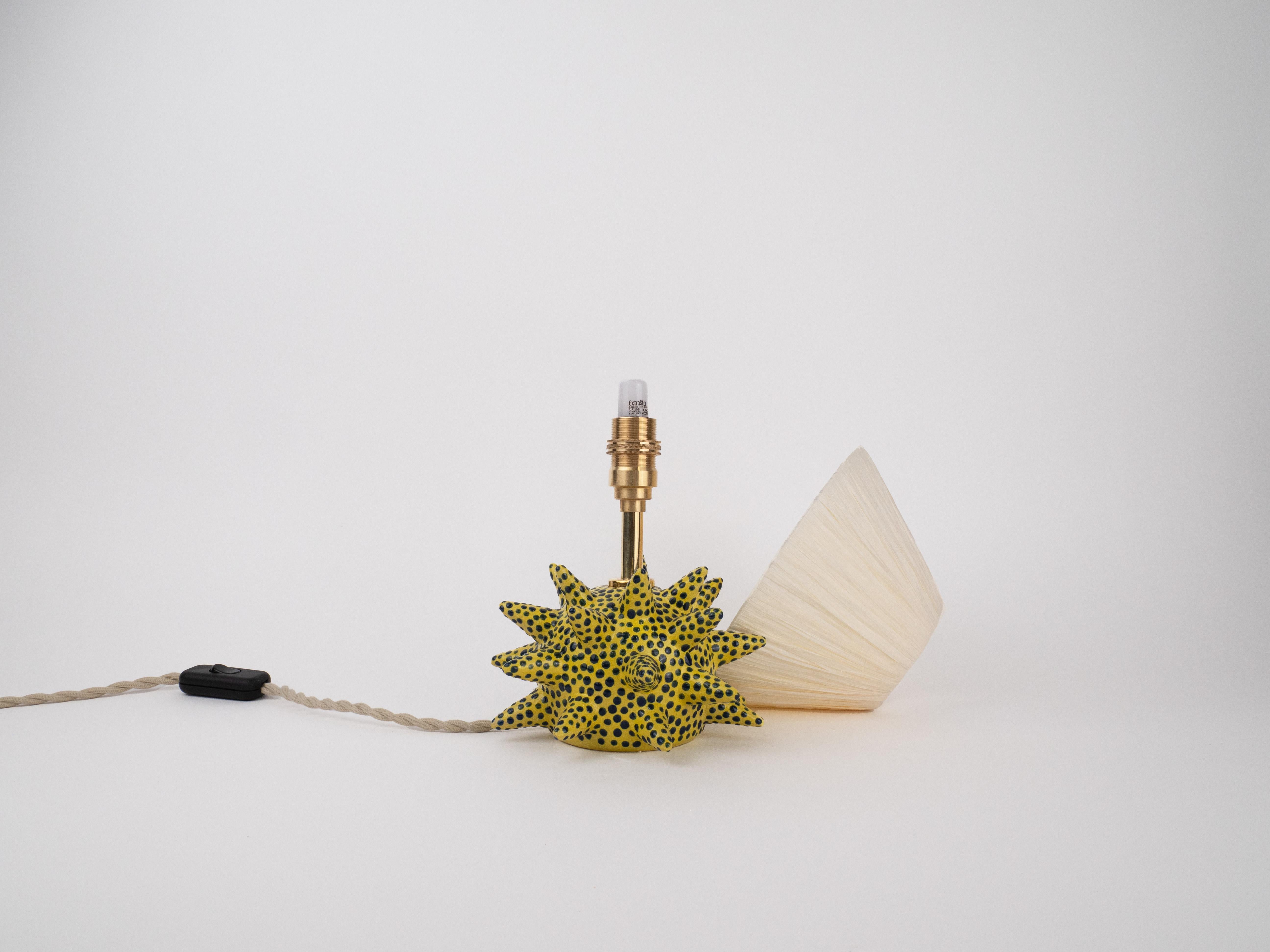 Ceramic Short Spike Yellow and Blue For Sale
