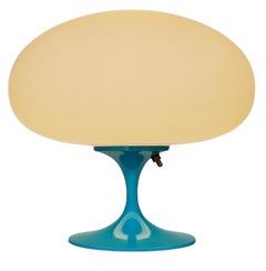 Short Stemlite Table Lamp by Designline in Blue with White Frosted Lamp Shade
