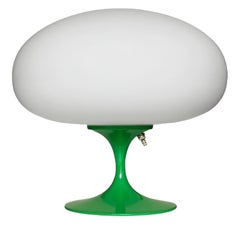 Short Stemlite Table Lamp by Designline in Green with White Frosted Lamp Shade