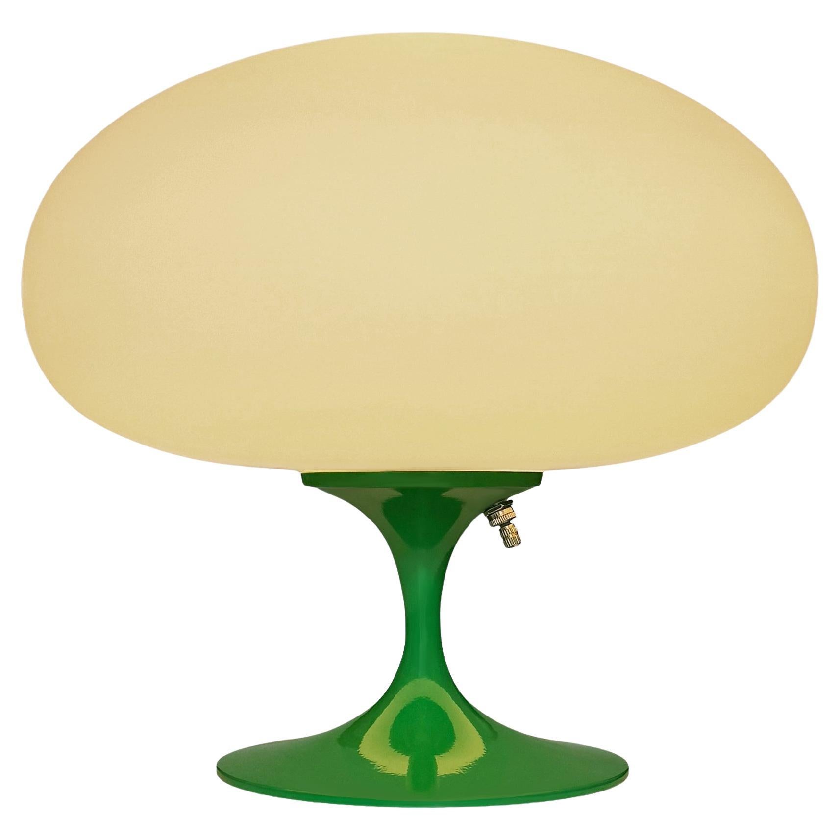 Short Stemlite Table Lamp by Designline in Green with White Frosted Lamp Shade