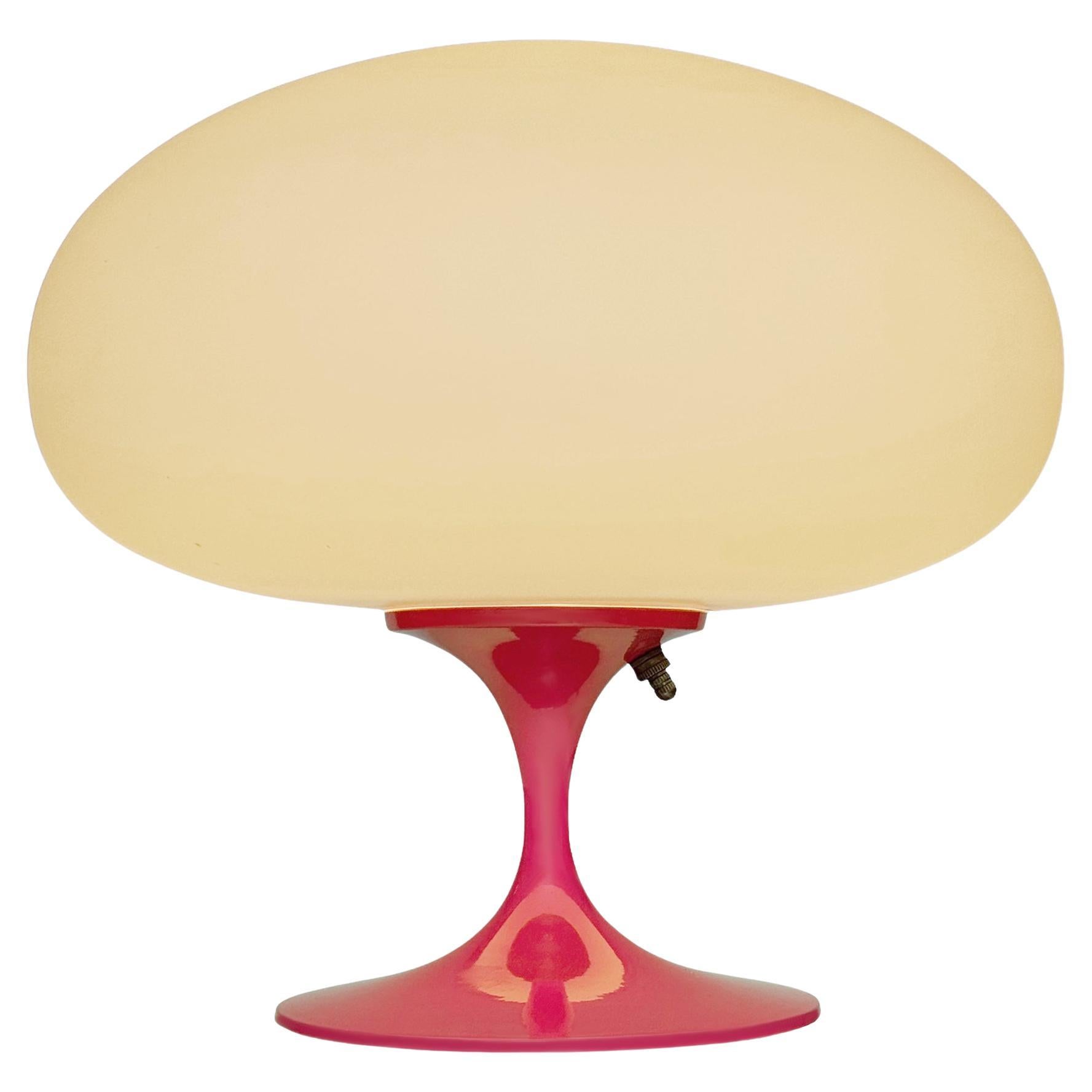 Short Stemlite Table Lamp by Designline in Hot Pink with White Lamp Shade