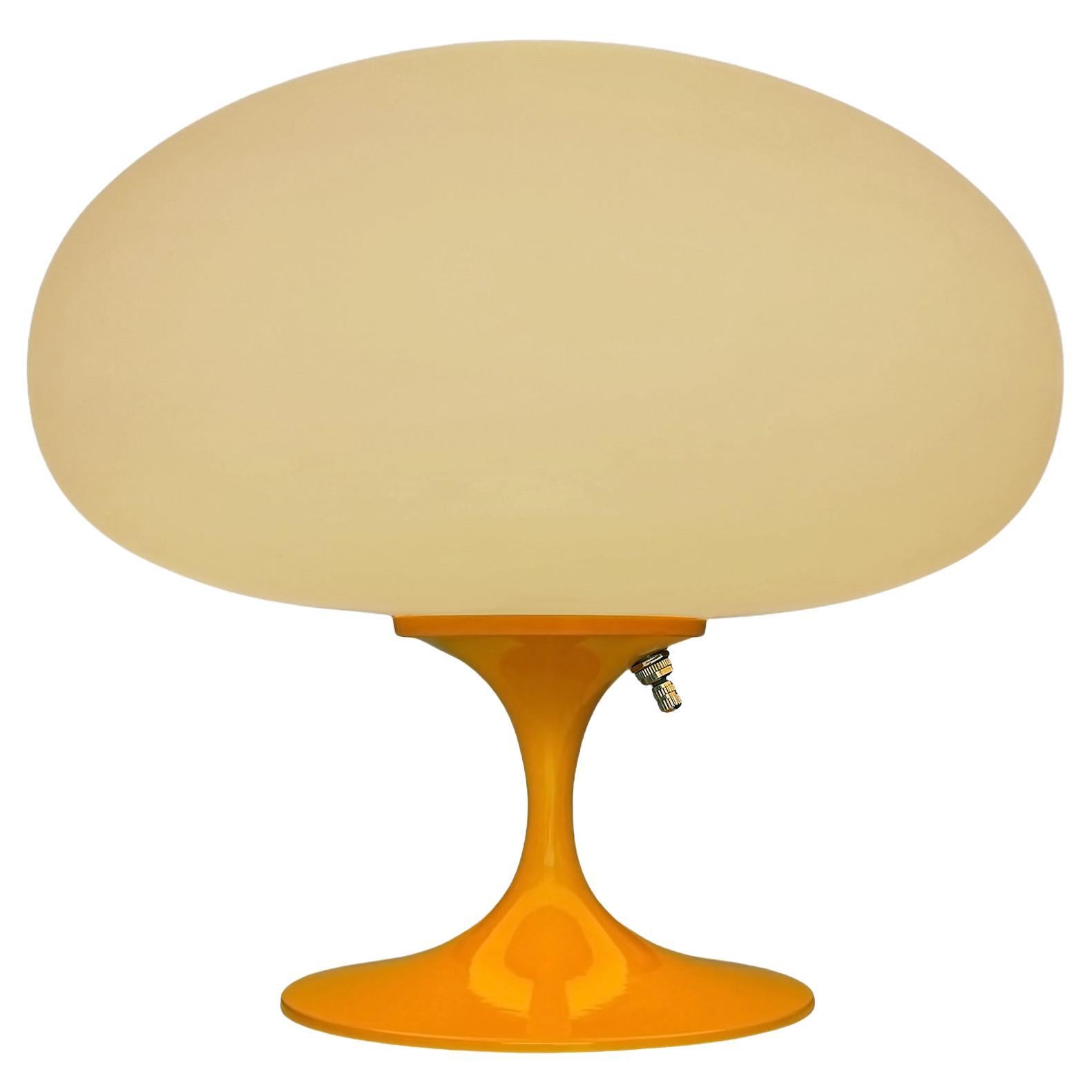 Short Stemlite Table Lamp by Designline in Orange with White Frosted Lamp Shade For Sale