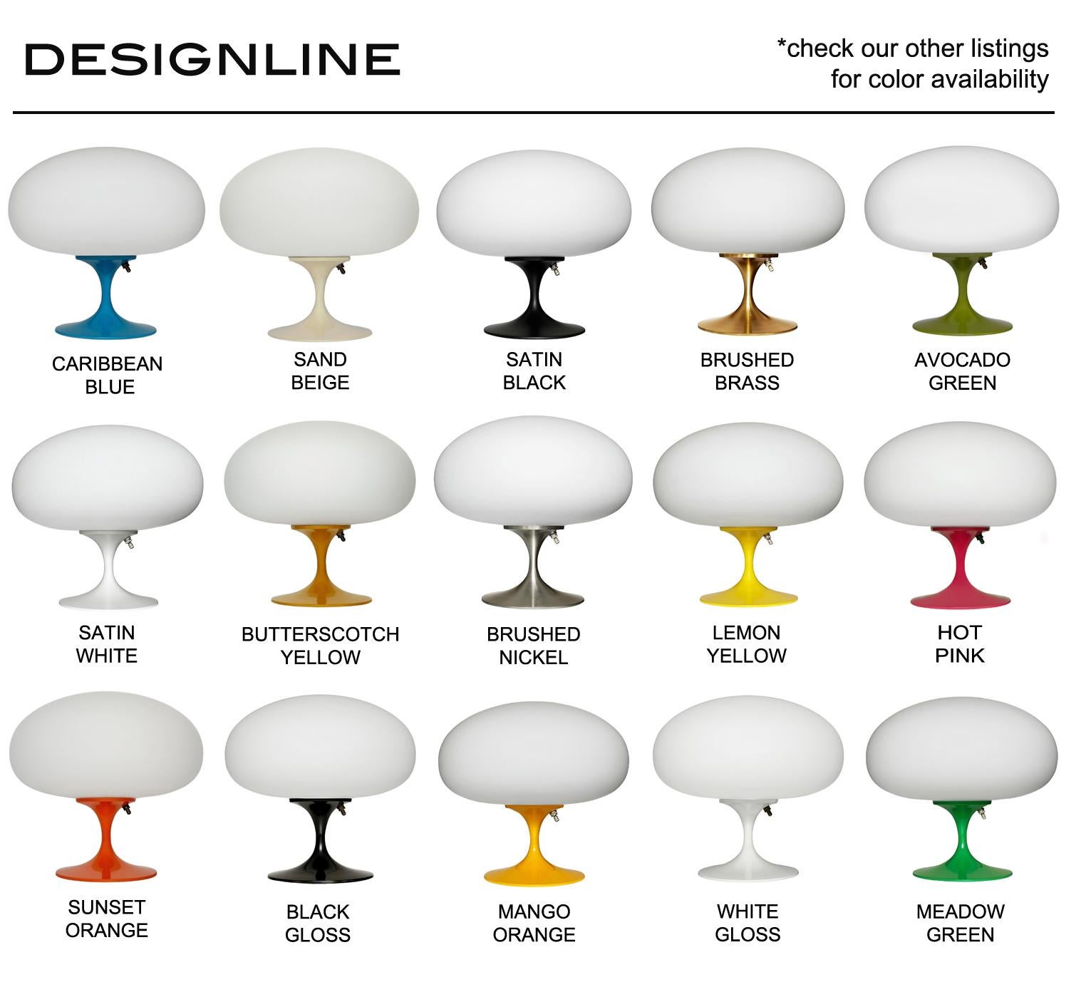 Short Stemlite Table Lamp by Designline in White with White Frosted Lamp Shade In New Condition For Sale In Philadelphia, PA