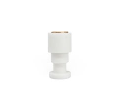 Handmade Short Squared Unicolor Candleholder in White Carrara Marble and Brass