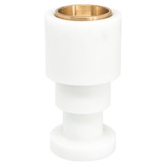 Short Straight Unicolor Candleholder in White Carrara Marble