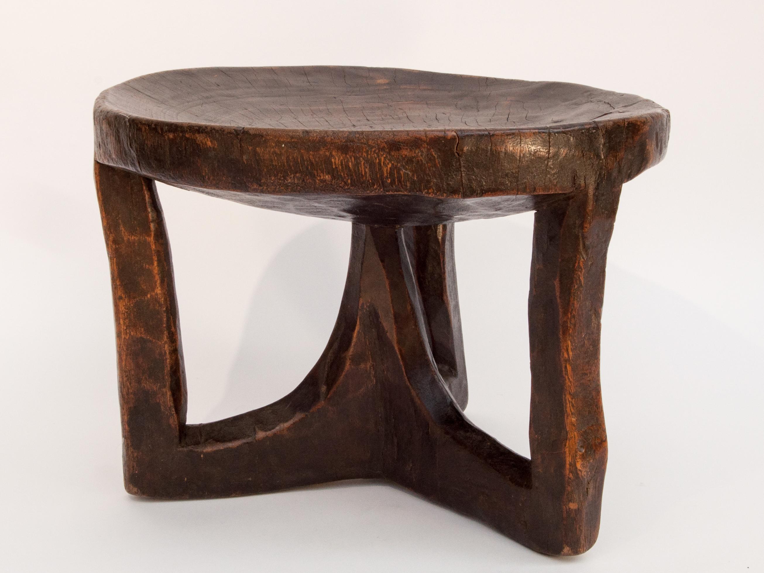 Mid-20th Century Short Tribal Wooden Stool, from Ethiopia, Mid-Late 20th Century