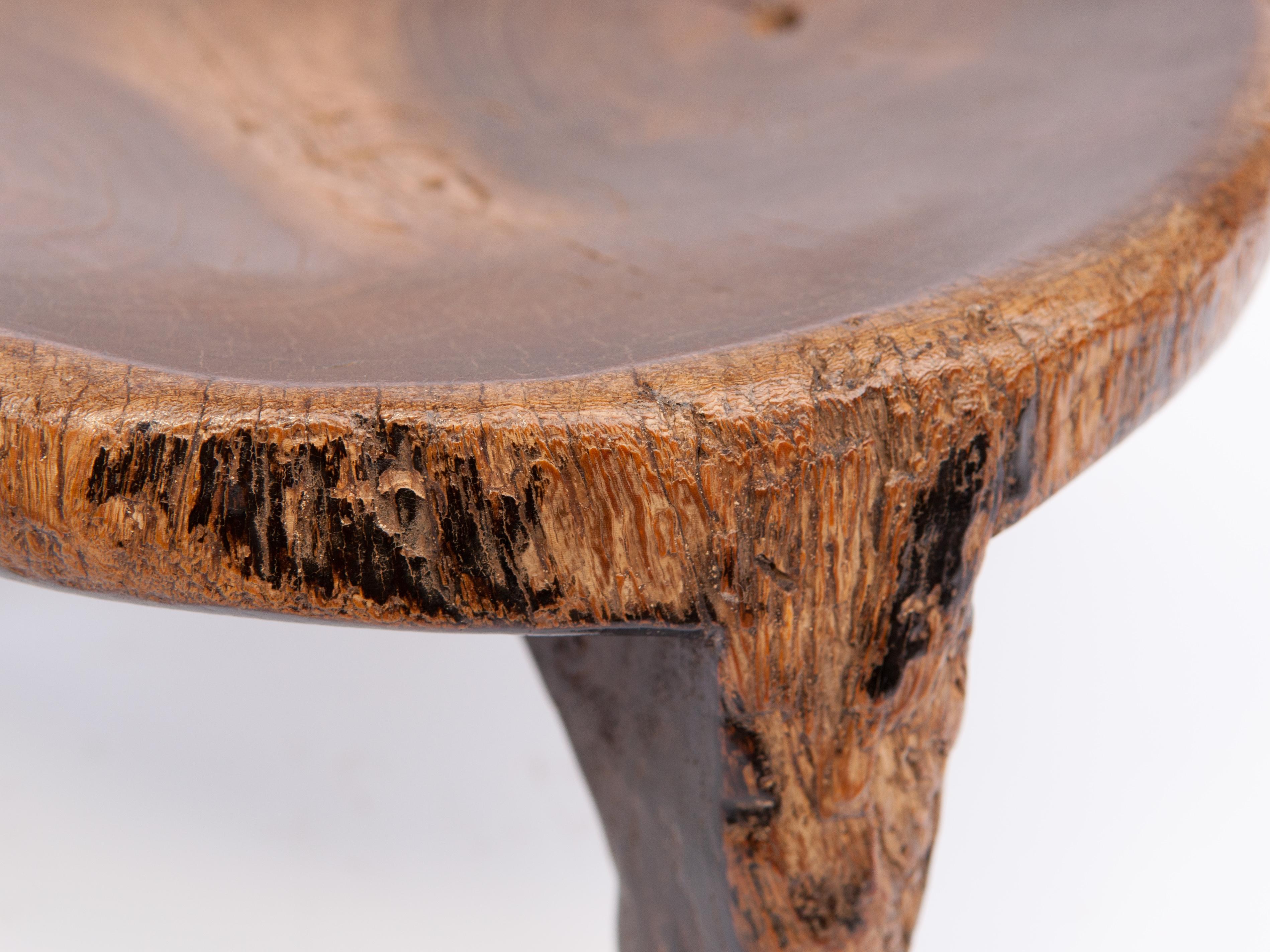 Short Tribal Wooden Stool from Tanzania, Mid-20th Century 10